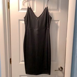 Black feaux leather mini dress